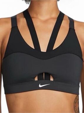 Nike womens dri-fit indy light support strappy cutout sports bra